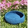 CAMA REDONDA PARA CÃES E GATOS EM CROCHET (AZUL) CAMA REDONDA PARA CÃES E GATOS EM CROCHET (AZUL)