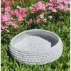 CAMA REDONDA PARA CÃES E GATOS EM CROCHET (CINZA) CAMA REDONDA PARA CÃES E GATOS EM CROCHET (CINZA)